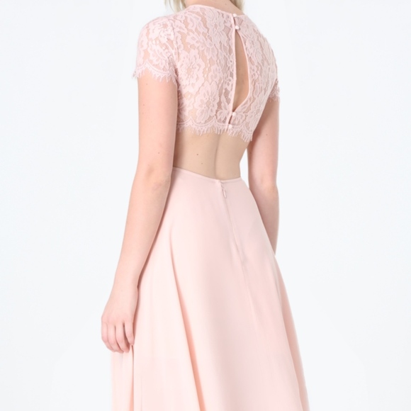 NEW - BEBE Open Back Lace Cutout Dress - Blush - Picture 7 of 7